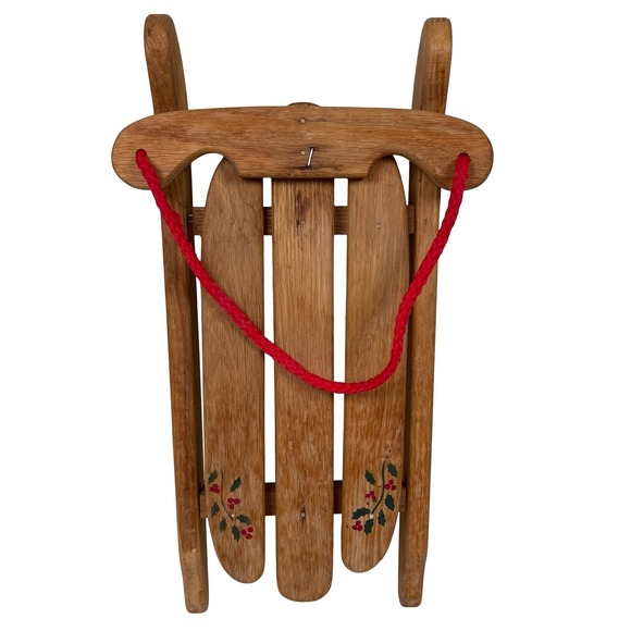Handmade Other - Vintage Handmade Wood Sled Christmas Holly Christmas Door Decor Farmhouse Rustic